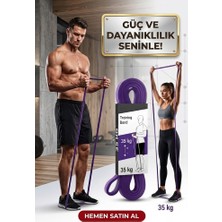 Eser Ticarett 35 kg Pilates Direnç Bandı Mor - Ağır Sert Egzersiz ve Spor Lastiği Fitnes Bandı