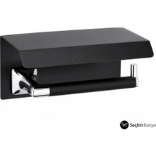 System Banyo Aksesuarları  Pruva Etejerli Tuvalet Kağıtlığı KROM-SİYAH(BA1004 011 Cr-Al6)