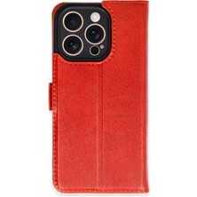 Durukar®  iPhone 16 Pro Kılıf Trend S Plus Kapaklı Kılıf - Kırmızı