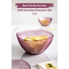 Küçük Hazine Akrilik Barok Mürdüm Orta Boy Kare Meyve & Salata Kasesi & Karıştırma Kabı / 1,5 Lt  (Cam Değ