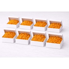 Orbak Kağıtçılık Beyaz Karton Takı Kutusu 9,5x9,5x2 cm – Kapaklı Model | 10 Adet + Turuncu Kırpık Kağıtlı