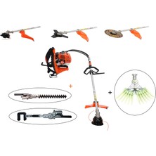 Mitsuyama Japon Sırt Tırpan + Çit Budama + Tırnaklı - Kancalı Zeytin & Badem Silkeleme Hasat Aparatı 63CC 5,7 Hp