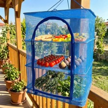 Toyigoo  3 Katlı Fermuarlı Sebze Meyve Kurutucu File – 45X45 CM Katlı Askılı Kurutma Filesi (56 cm