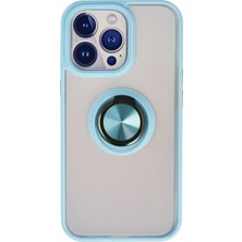 Toyigoo Mey Ithalat®  iPhone 15 Pro Kılıf Montreal Yüzüklü Silikon Kapak - Buz Mavi TYGRSYT9573