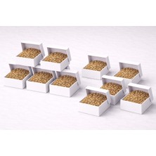 Orbak Kağıtçılık Beyaz Karton Takı Kutusu 9,5x9,5x2 cm – Kapaklı Model | 10 Adet + Kahverengi Kırpık Kağıtlı