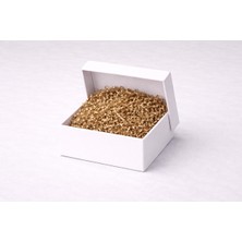 Orbak Kağıtçılık Beyaz Karton Takı Kutusu 9,5x9,5x2 cm – Kapaklı Model | 5 Adet + Kahverengi Kırpık Kağıtlı