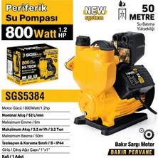 İbtaş SGS5384 - Periferik Su Pompası 800 Watt 1.2 Hp - 50 Metre - Bakır Sargı