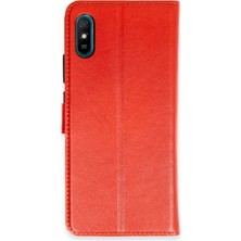 Durukar®   Redmi 9A Kılıf Trend S Plus Kapaklı Kılıf - Kırmızı