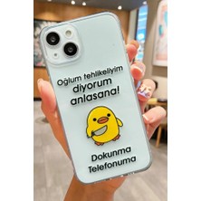 3gen Case iPhone 15 Uyumlu Sinirli Civciv Desenli Şeffaf Silikon Kılıf