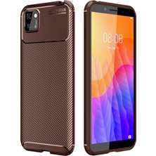Durukar®  Huawei Y5P Kılıf Auto Focus Karbon Kapak - Kahverengi