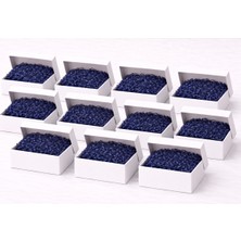 Orbak Kağıtçılık Beyaz Karton Takı Kutusu 9,5x9,5x2 cm – Kapaklı Model | 10 Adet + Lacivert Kırpık Kağıtlı