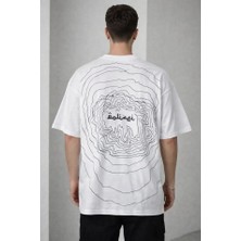 Erkek Bisiklet Yaka Baskılı Kısa Kollu Tişört Streetwear Günlük Basic Pamuklu T-Shirt - Beyaz