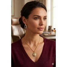 Ares 01 Store Anka Kuşu Kolye ve Çelik Halka Küpe Seti