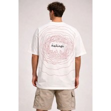 Erkek Bisiklet Yaka Baskılı Kısa Kollu Tişört Streetwear Günlük Basic Pamuklu T-Shirt - Beyaz