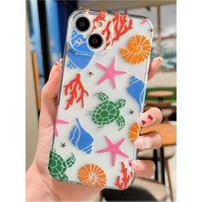3gen Case iPhone 15 Uyumlu Renkli Deniz Canlıları Desenli Şeffaf Silikon Kılıf