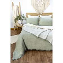 HB&Victory %100 Pamuk 4 Katlı Müslin Yatak Örtüsü Çağla Yeşili Renk Tek Kişilik 160X230 Cm. 1 Adet Yastık Kılıfı 50X70 Cm.