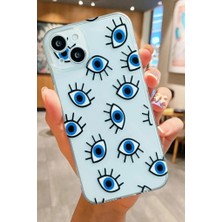 3gen Case iPhone 15 Uyumlu Nazar Gözler Desenli Şeffaf Silikon Kılıf