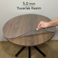 Overdal Yuvarlak 5,0 mm Şeffaf Kalın Pvc Masa Örtüsü Kaymaz Silinebilir Masa Koruyucu