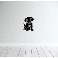 Köpek Figürü Duvar Modern Ahşap Tablo Dekor Siyah Renk 25 Cm.