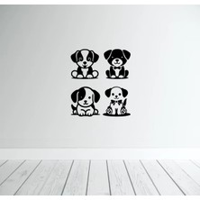 Köpek Figürü Duvar Modern Ahşap Tablo Dekor Siyah Renk 25 Cm.