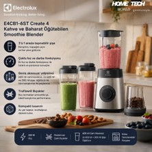 Electrolux E4CB1-6ST Create 4 Kahve ve Baharat Öğütebilen Smoothie Blender, 350 W, Paslanmaz Çelik Bıçaklı