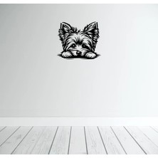 Köpek Figürü Duvar Modern Ahşap Tablo Dekor Siyah Renk 25 Cm.