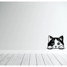 Kedi Figürü Duvar Modern Ahşap Tablo Dekor Siyah Renk 40 Cm.