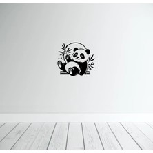 Panda Figürü Duvar Modern Ahşap Tablo Dekor Siyah Renk 40 Cm.