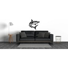 Köpekbalığı Figürü Duvar Modern Ahşap Tablo Dekor Siyah Renk 40 Cm.