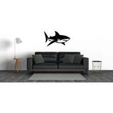 Köpekbalığı Figürü Duvar Modern Ahşap Tablo Dekor Siyah Renk 40 Cm.