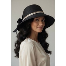 Mollycrush Kadın Premium   Bej Kurdele Detaylı Hasır Güneş Şapkası   L  Günlük ve Plaj Kullanımına Uygun Cloche Model