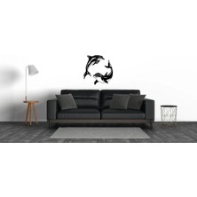 Yunus Figürü Duvar Modern Ahşap Tablo Dekor Siyah Renk 25 Cm. x 2 Adet (Toplamda 50 Cm.)