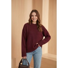 Lior Design Kadın Kışlık Bisiklet Yaka Oversize Anvelop Kesim Örme Kazak