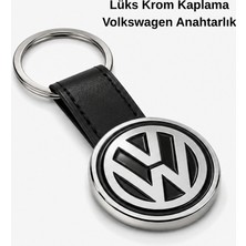 SAVEK Premium Volkswagen Anahtarlık Krom Kaplama Metal Gövde Parlak Metalik Deri Tasarım