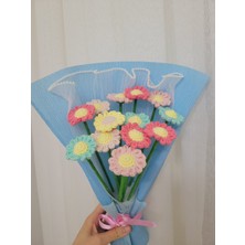 Gift And Flowers Papatya Buketi Örgü Buket Özel Günler Yapay Çiçek