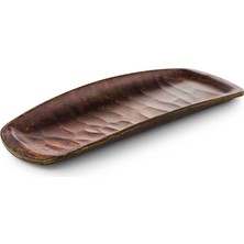 Tria Hibrit Ahşap Rölyefli Kayık Tabak 6 Adet 21X8 cm Kestane Desenli