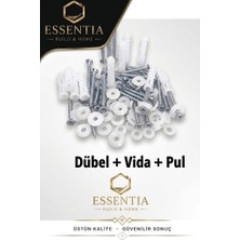 ESBH Korniş Montaj Seti 10 Adet – Dübel Vida Pul Seti, Perde Rayı Sabitleme