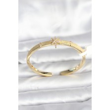 Onba Pirinç Gold Renk Kutup Yıldızı Model Kadın Kelepçe Bileklik 5886 - OB3063-5467