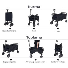 Onba Çok Amaçlı Katlanabilir Kamp Arabası Bahçe Alışveriş Taşıma Vagonu - OB3526-6943