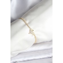 Onba Anka Kuşu Model Zirkon Taşlı Gold Renk Pirinç Su Yolu Kadın Bileklik 5886 - OB8827-7625
