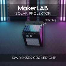 Makerlab Solar Projektör, Bahçe Aydınlatma 10W Sensörlü