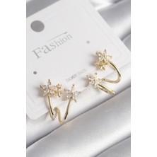OEM Pirinç Gold Renk Zirkon Taşlı Çiçek Model Kadın Küpe 5886 - 5700-6364