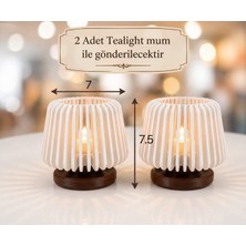2'li Dekoratif Modern Tealight (Led) Mumluk,kahve Yanı Sunumluk Mumluk