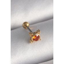 Onba 316L Çelik Gold Renk Turuncu Zirkon Taşlı Tragus Piercing 5886 - OB1374-9976