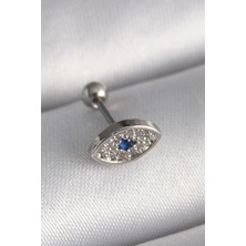 MertUS 316L Çelik Gümüş Renk Zirkon Taşlı Göz Tragus Piercing 5886 - DUP8052-1802