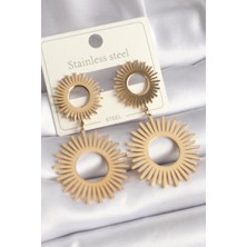 Onba 316L Çelik Gold Renk Güneş Model Kadın Küpe 5886 - OB9111-6201