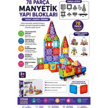 Magicway 2 Arabalı Eğitici 78 Parça 7,5 cm Manyetik Yapı Blokları Steam Aktivite Oyuncağı Manyetik Tiles