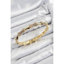 OEM Pirinç Zirkon Taşlı Kemik Model Gold Renk Vip Kadın Bileklik 5886 - 3348-3269