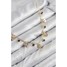 OEM Pirinç Zirkon Taşlı Sallantılı Damla Model Gold Renk Kadın Kolye 5886 - 3156-4344