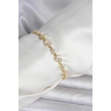 OEM Pirinç Gold Renk Zirkon Taşlı Ay ve Yıldız Model Kadın Bileklik 5886 - 3146-2628